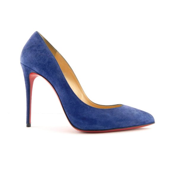 CHRISTIAN LOUBOUTIN Brilliant Blue Suede Leather Stiletto Heel Pumps 37 - Picture 2 of 10
